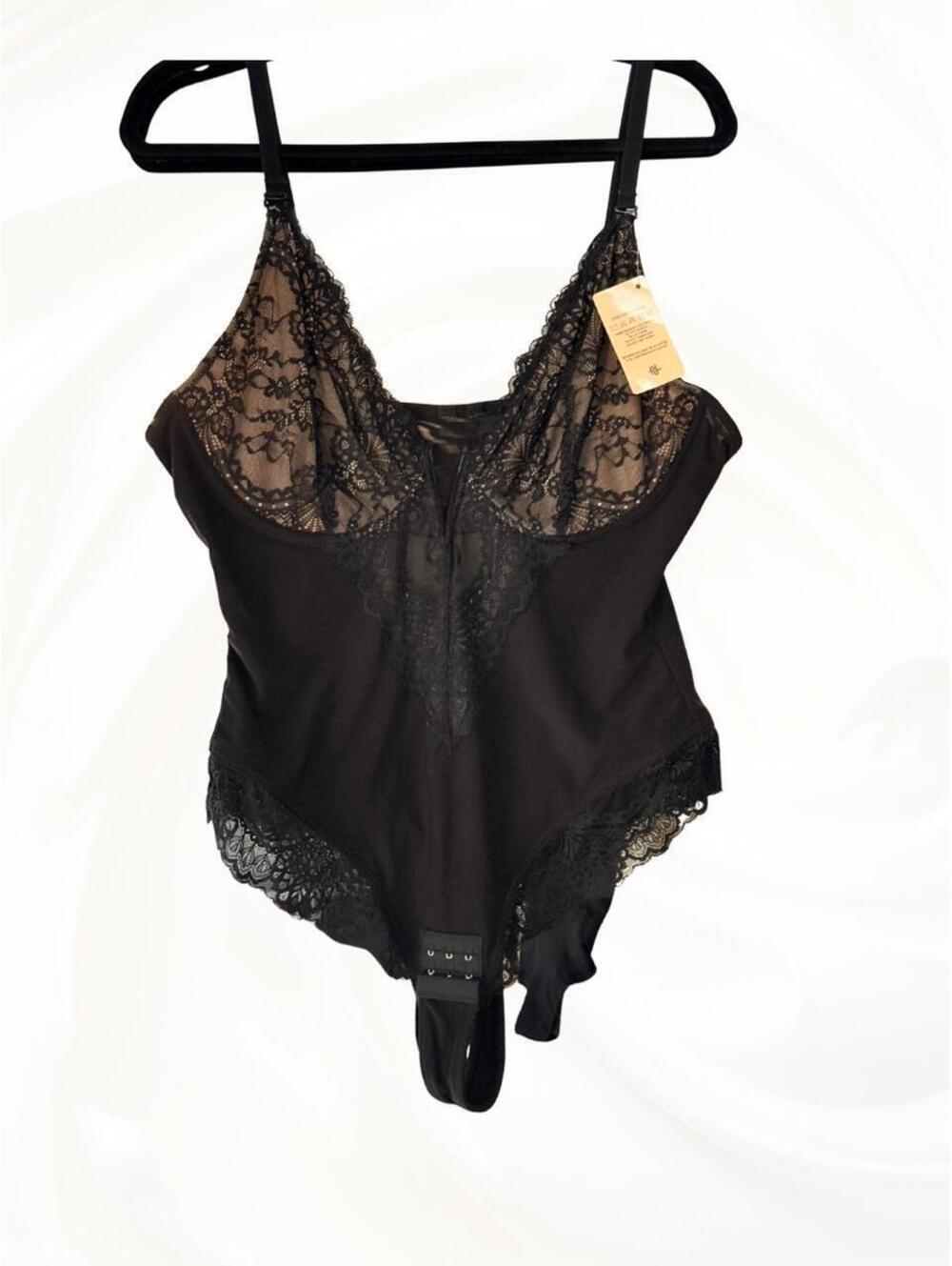 Popilush Black Lace Underwire Shapewear Bodysuit Size 3XL